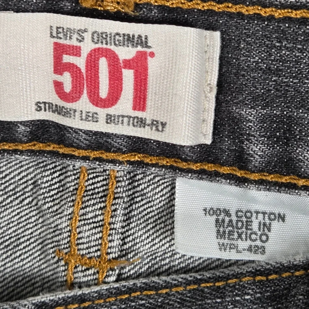 Levis 501 Original Straight Leg‎ Button Fly Grey Denim Jeans Mens W38 L32